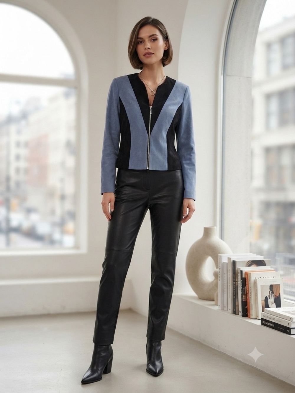 D.J. Summers Vintage Blue & Black Zip-Front Women’s Jacket